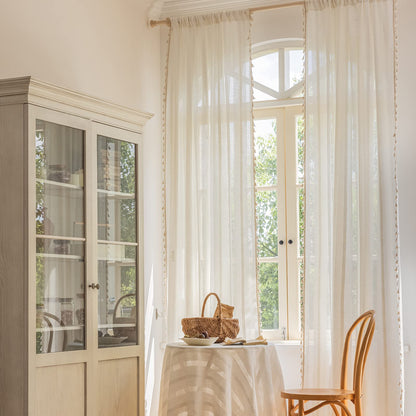 Slumblr® Jacquard Hollow White Tulle Curtains