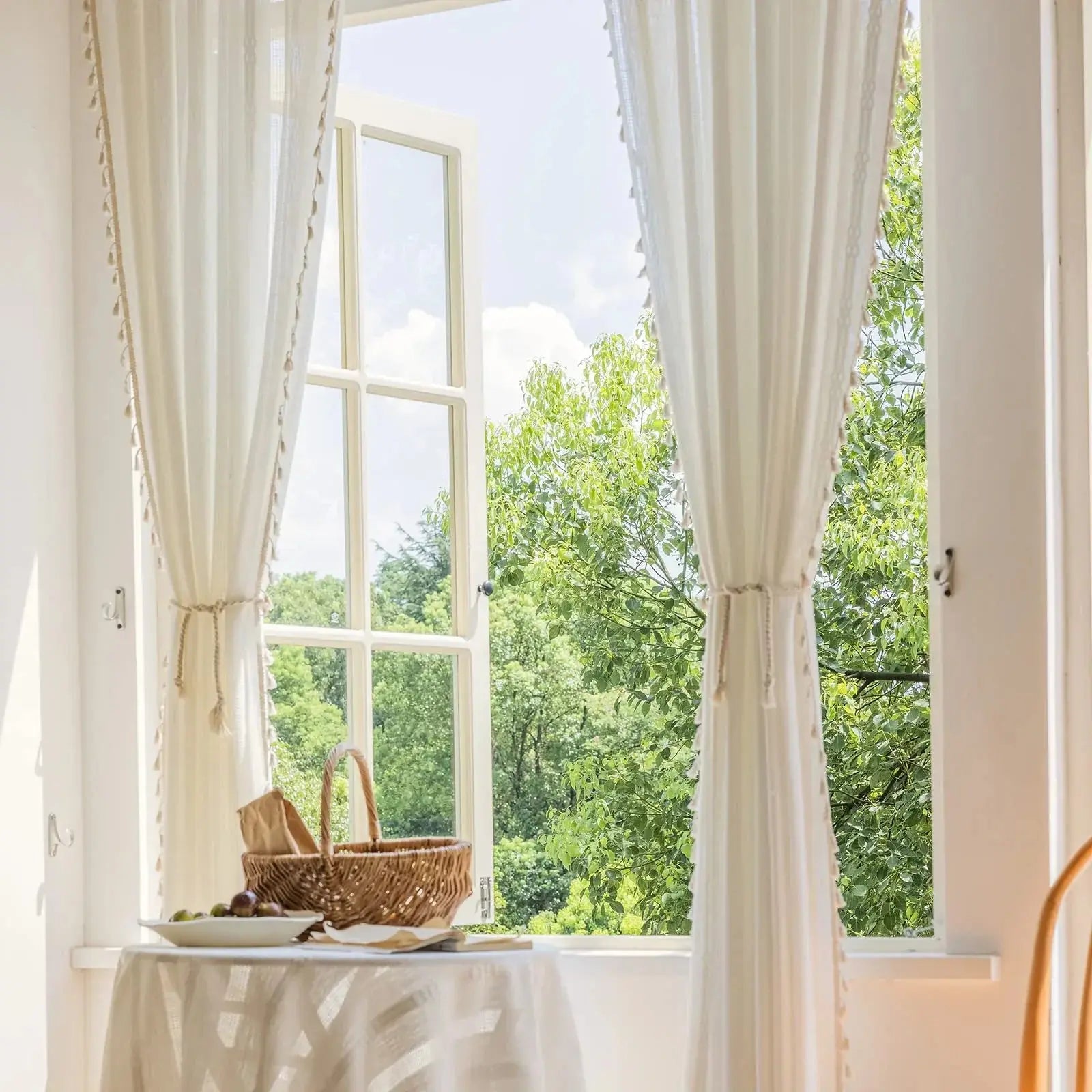 Slumblr® Jacquard Hollow White Tulle Curtains Slumblr