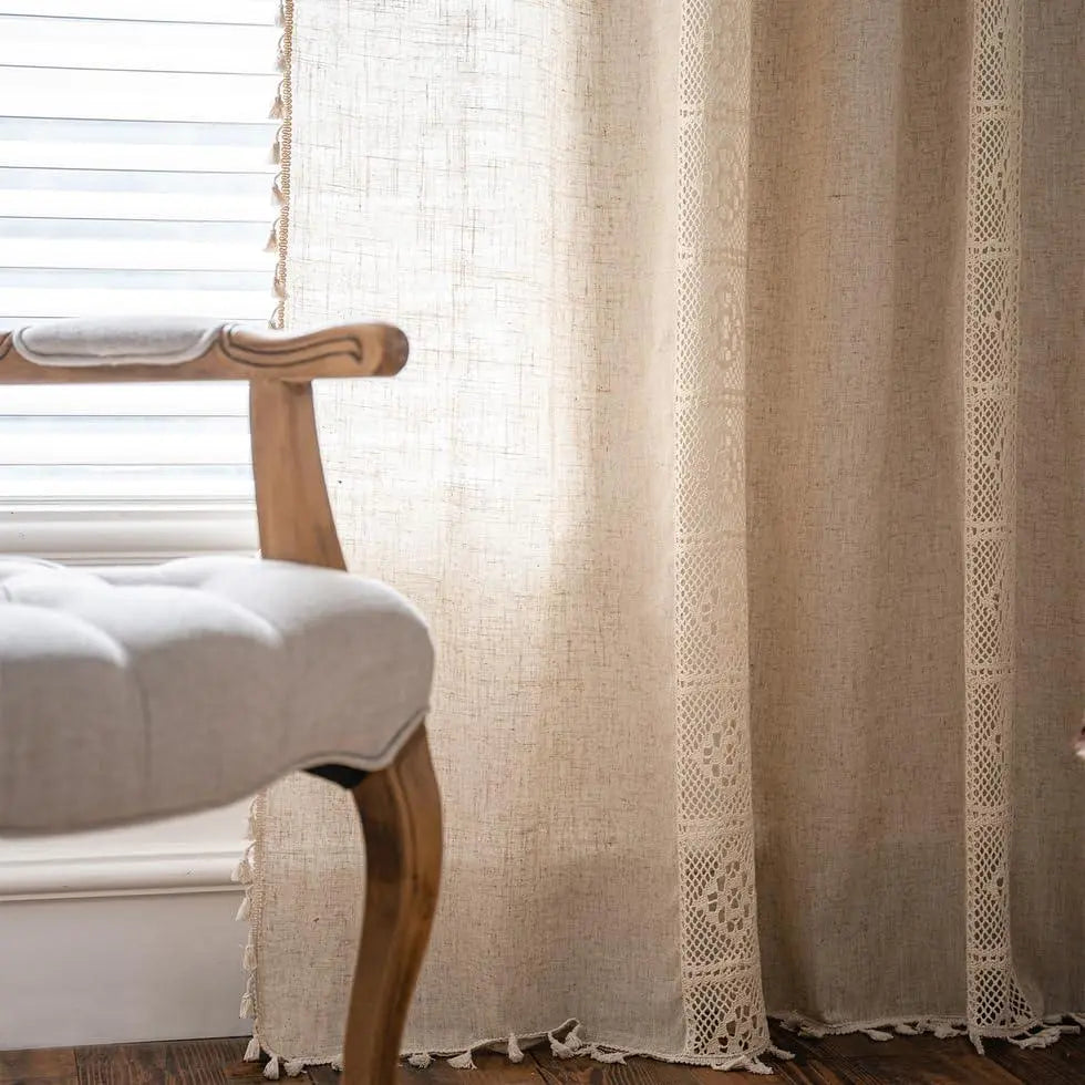 Slumblr® Boho Cotton Linen Curtain Set (2pcs) Slumblr