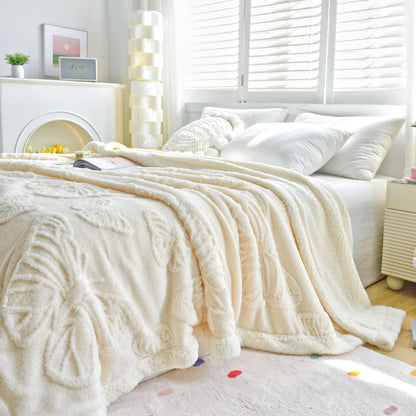 Slumblr® Coral Butterfly Charm Fleece Flannel Blanket