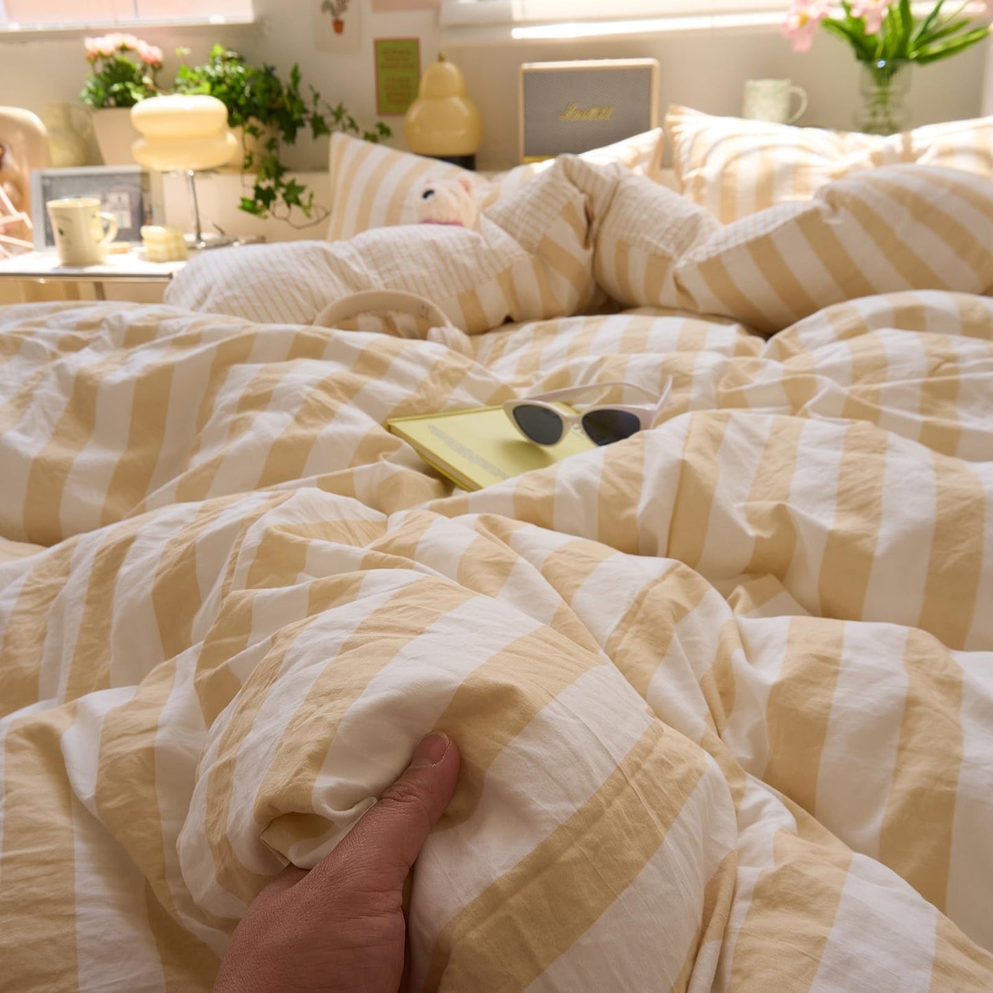 Slumblr® Cotton Crepe Striped Quilt Set