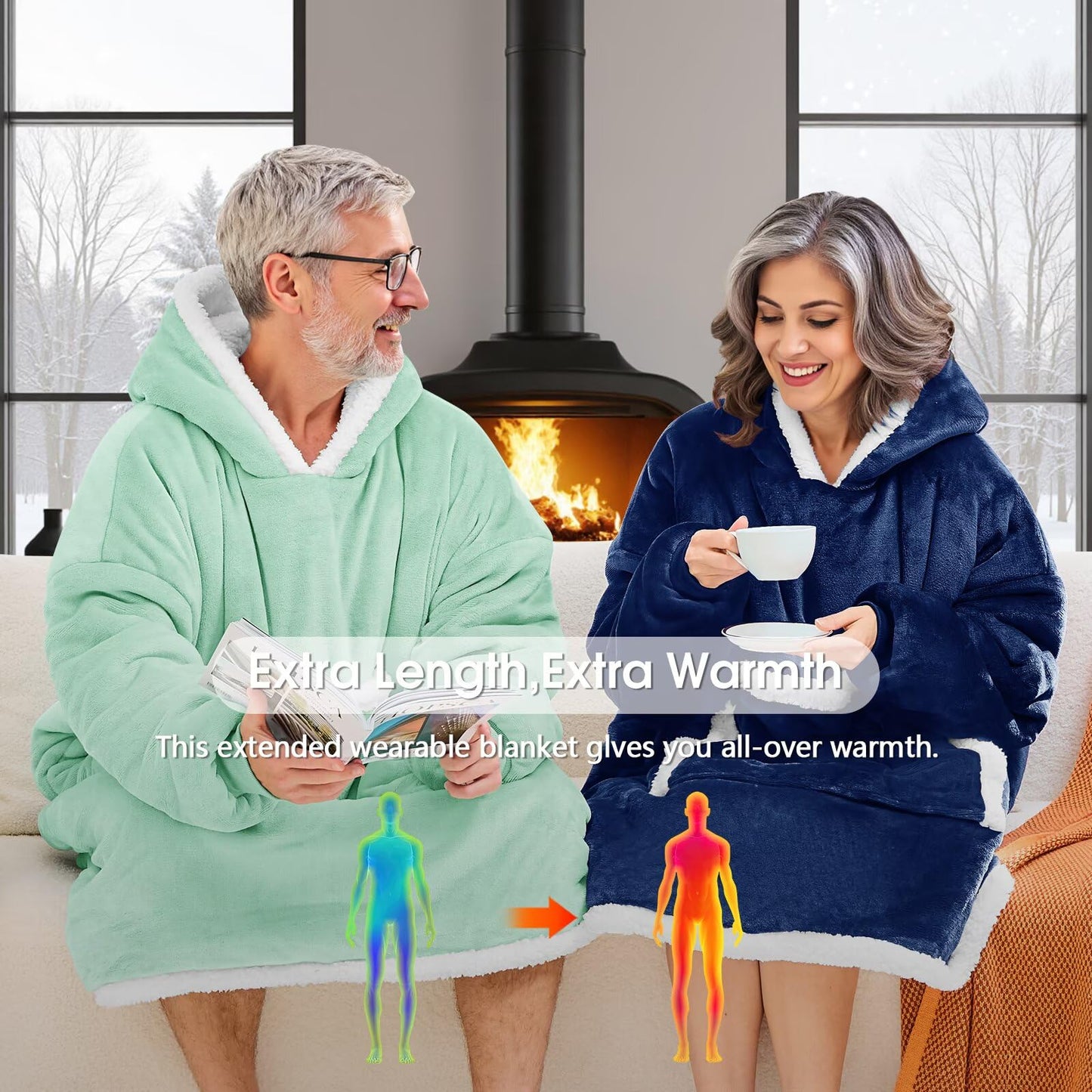 Slumblr® Double Fleece Hooded Pullover Jacket