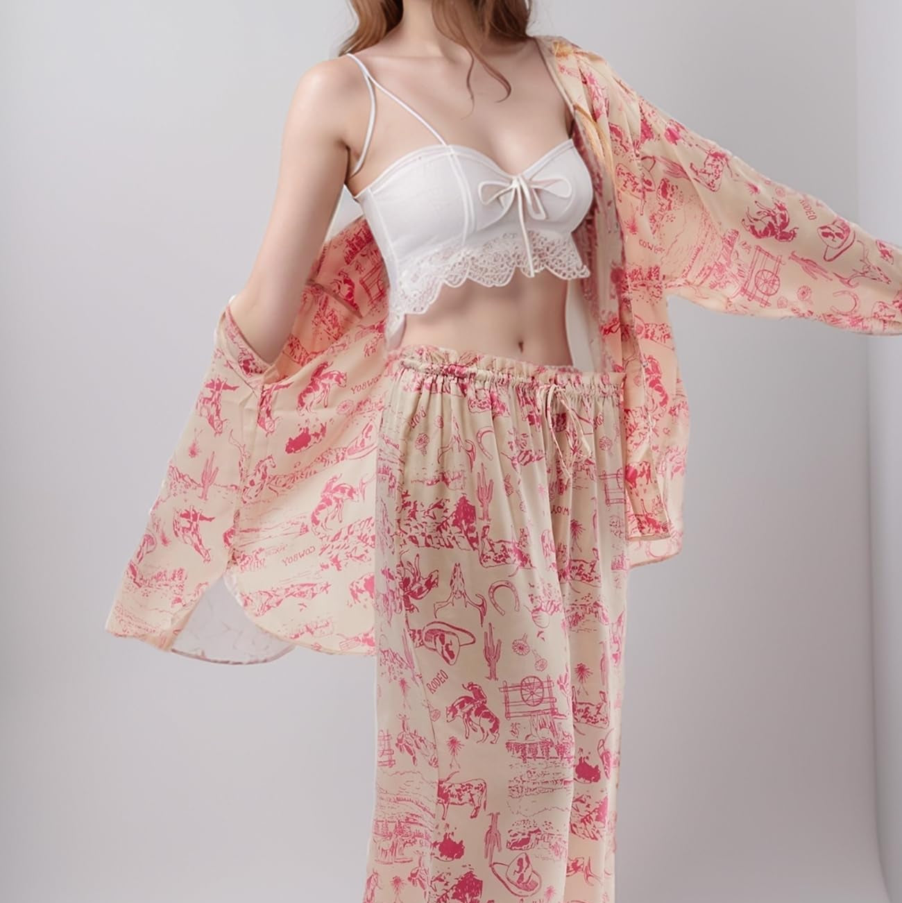 Slumblr® Satin Floral Western Pajama Set