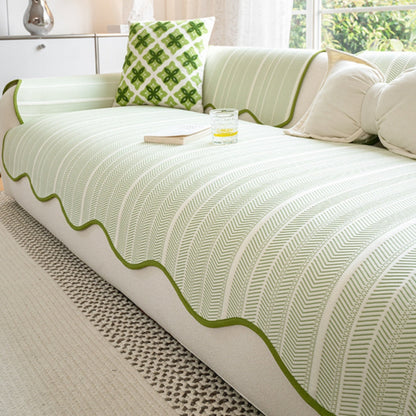 Aurivelle Herringbone Scallop Edge Sofa Cover