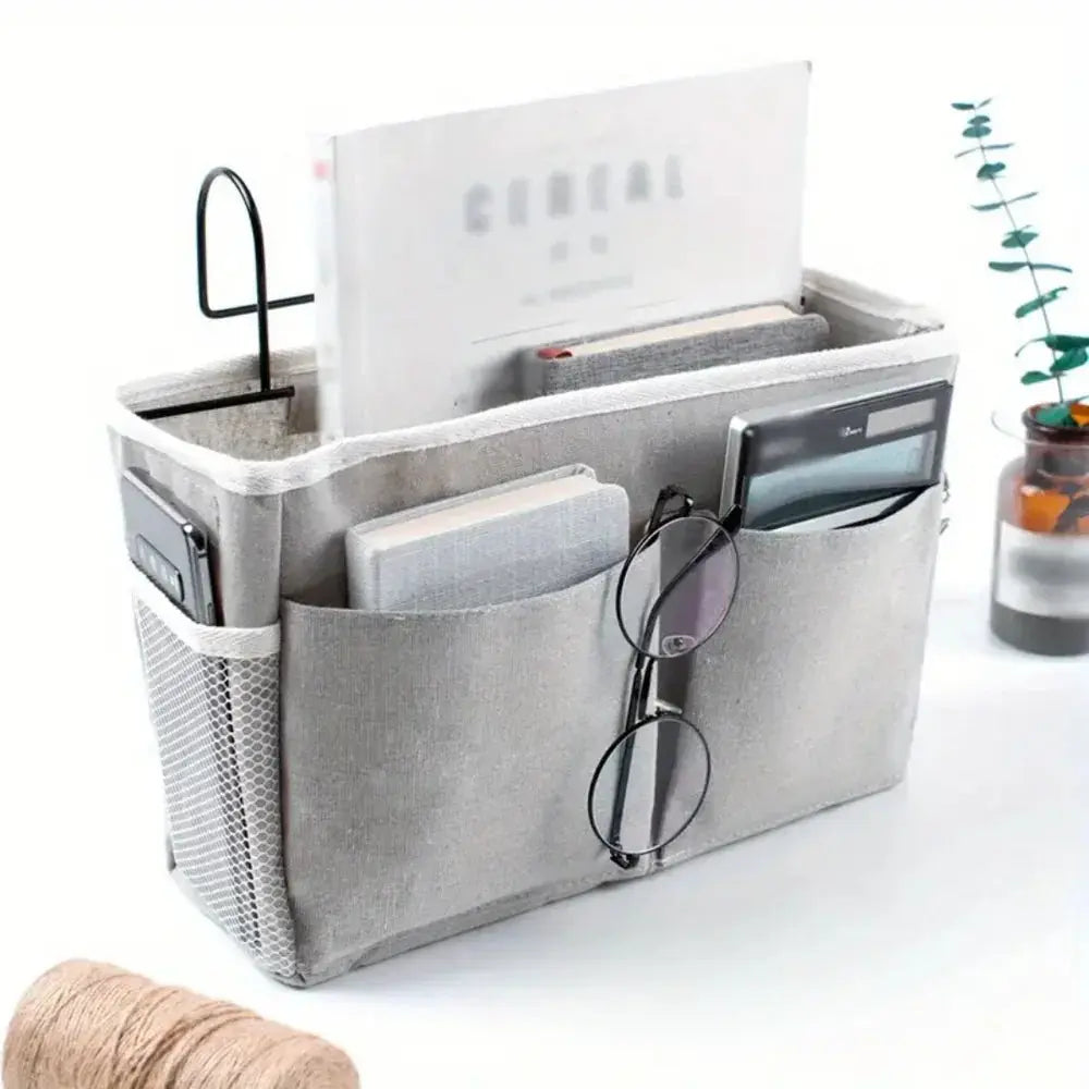 Slumblr® Hanging Cotton Linen Bedside Storage Bag Slumblr
