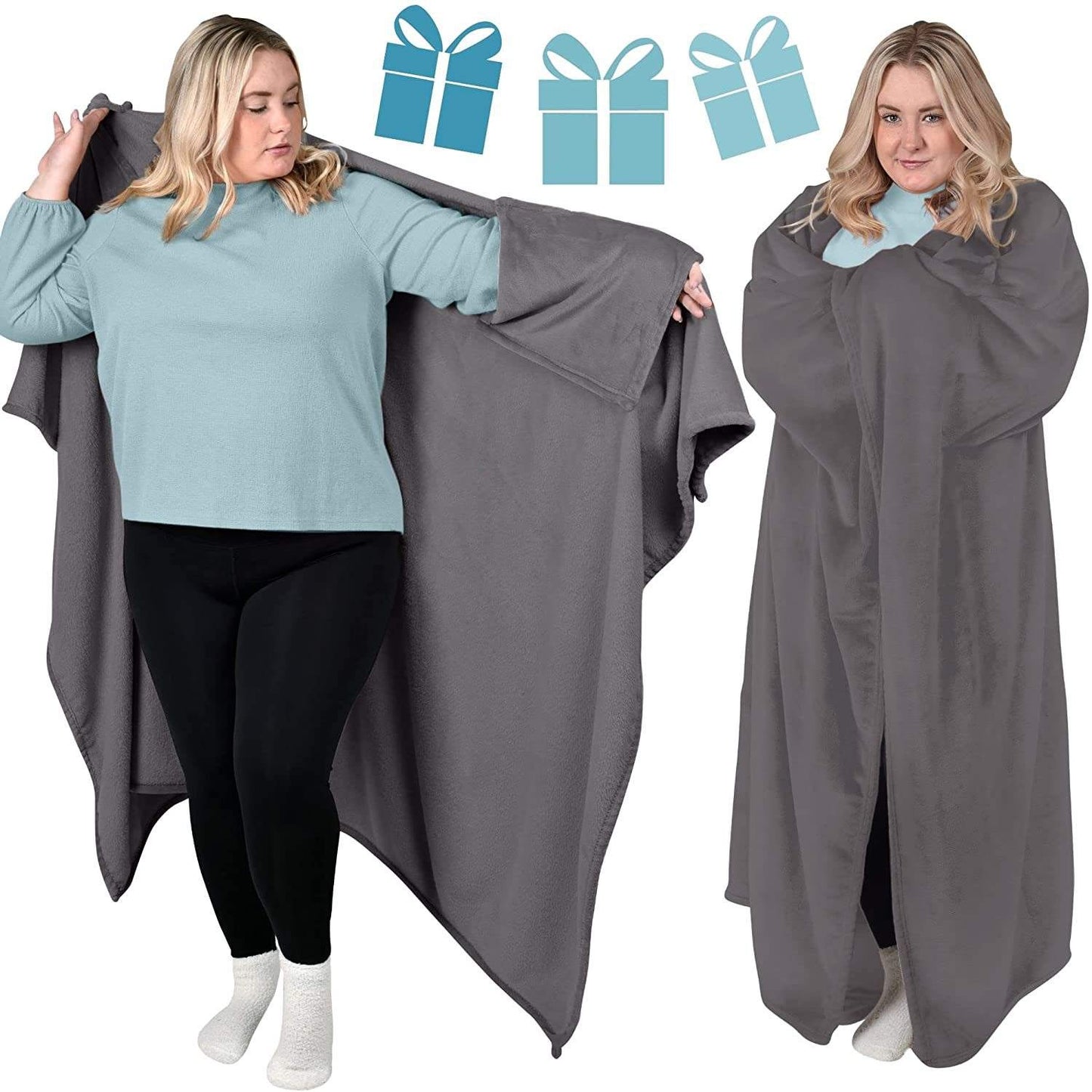 Slumblr® Cozy Flannel Wearable Blanket Throw