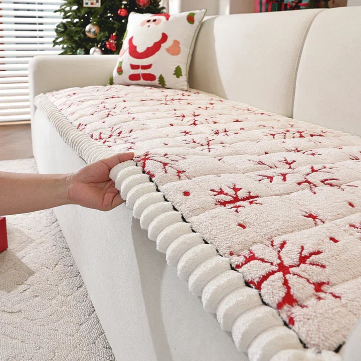 Custom Thickened Snowflake Pattern Sofa Slipcovers Factory Wholesale for Christmas Pet-Friendly Living Room Cushions