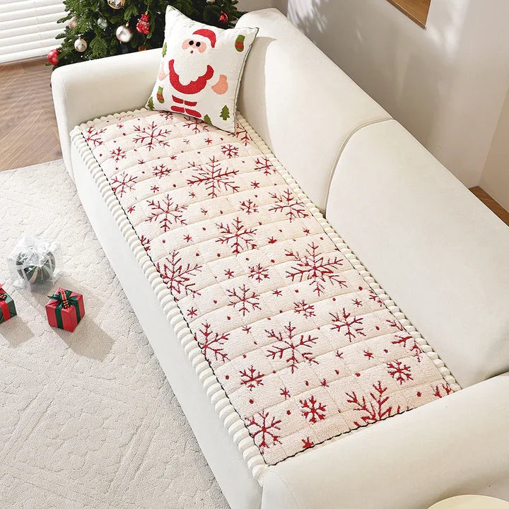 Custom Thickened Snowflake Pattern Sofa Slipcovers Factory Wholesale for Christmas Pet-Friendly Living Room Cushions