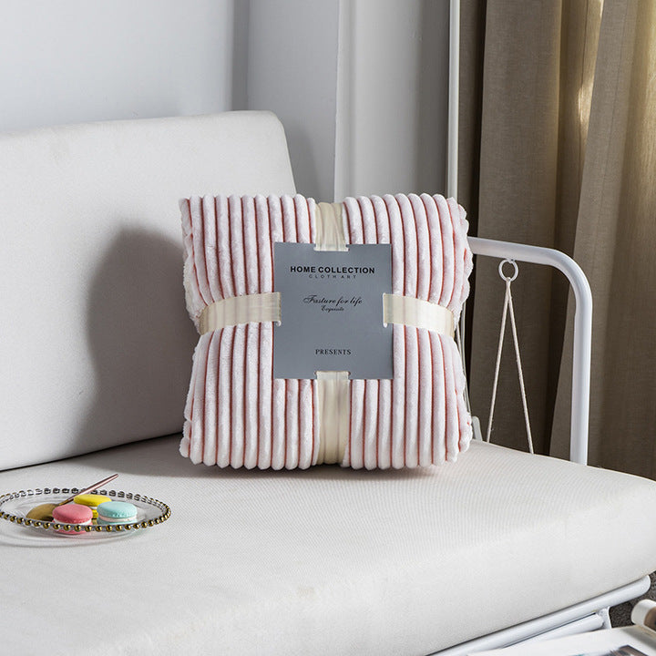 Super Soft Baby Kids Customized Flannel Fleece Blanket Home Solid Color Premium 3D Ribbed Lightweight Bed Stripe Flannel Blanket