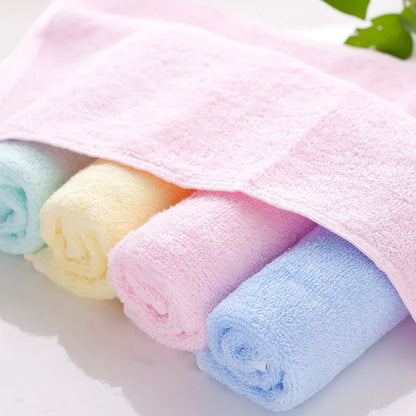 Manufacturers selling bamboo fiber thickening Small towel infant baby wipes pure color hand towel children wash face towel