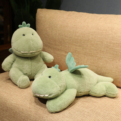 Free Sample Green Dinosaur Plush Stuffed Animal Toys with Cute wings Soft Baby comfort Plush Dinosaur Stuffed Toys Gifts