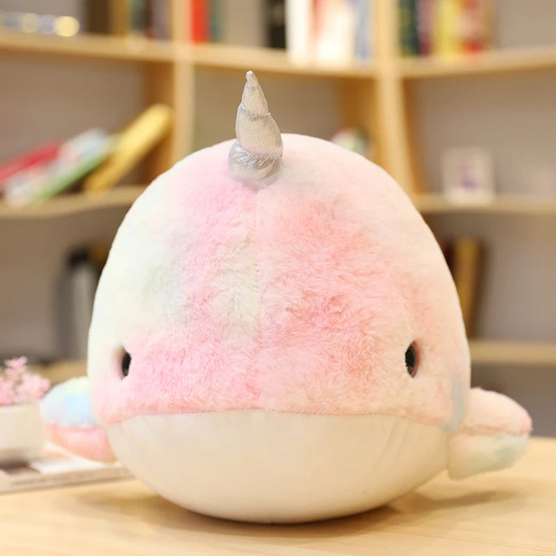 1PC 28/45/75cm Colorful Narwhal Plush Toy Stuffed Lovely Doll Soft Rainbow Whale Fish Marine Animal Toys for Children Girl Gift