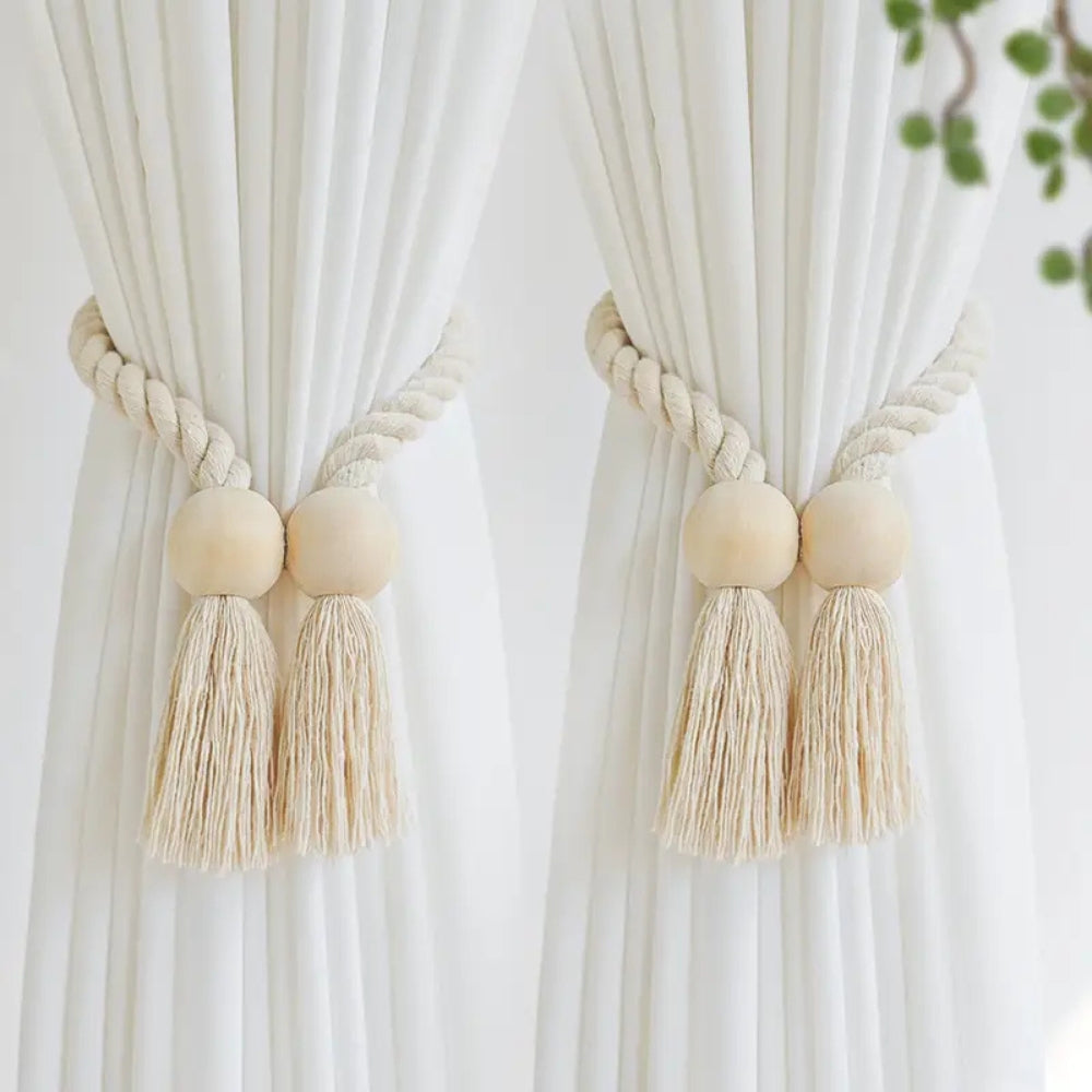 Slumblr® Wooden Bead Curtain Tiebacks (2 Pcs)