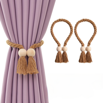 Slumblr® Wooden Bead Curtain Tiebacks (2 Pcs)