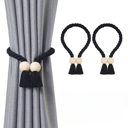 Slumblr® Wooden Bead Curtain Tiebacks (2 Pcs)