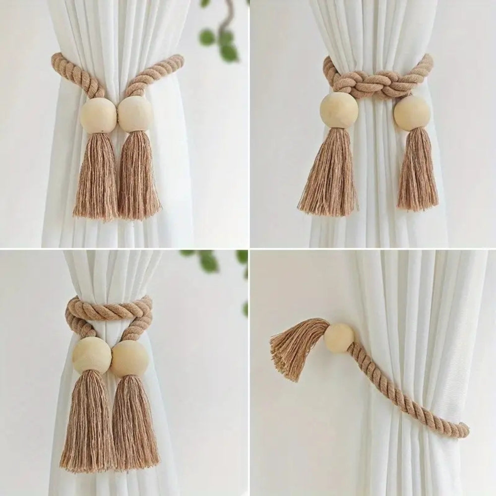 Slumblr® Wooden Bead Curtain Tiebacks (2 Pcs)
