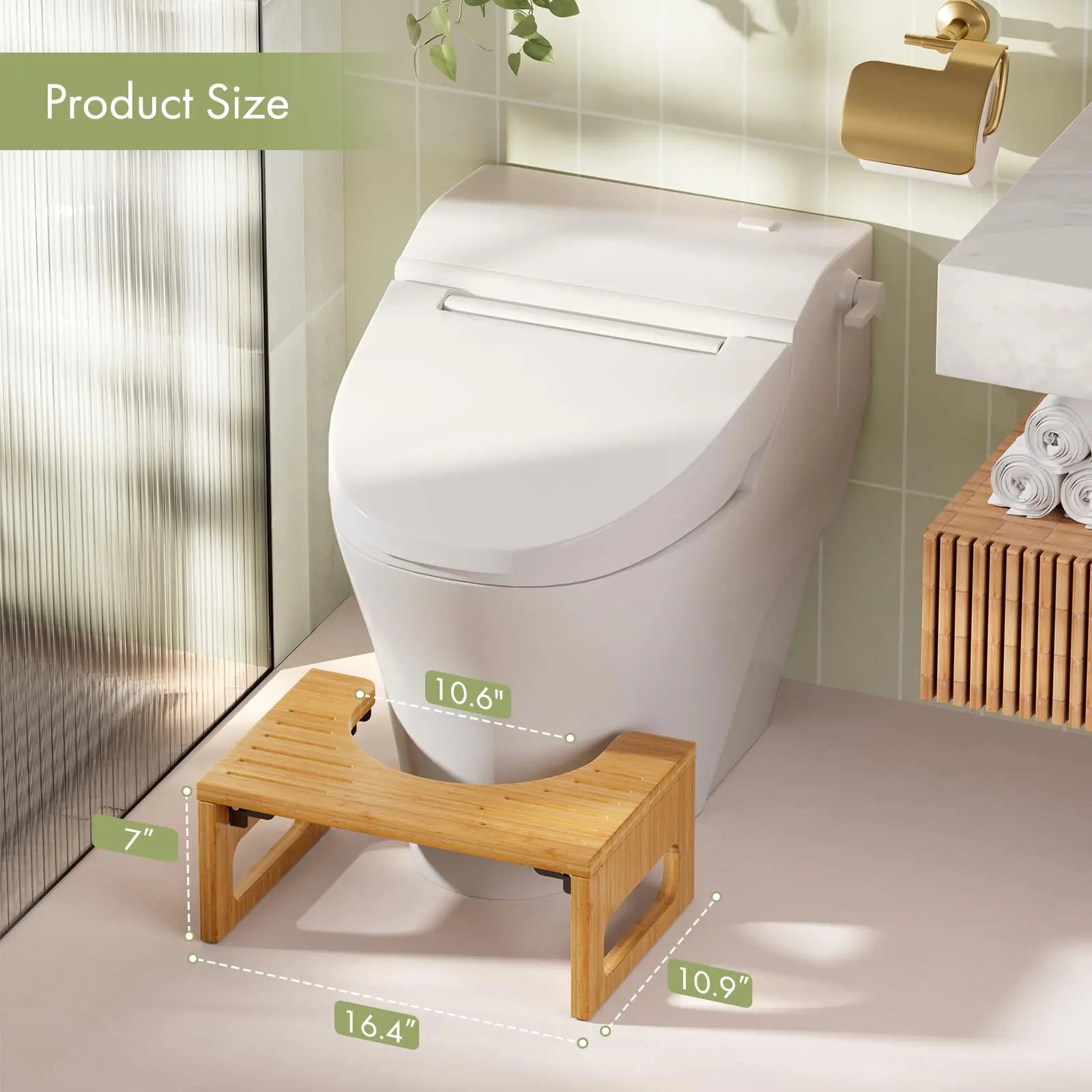 Slumblr® Foldable Bamboo Toilet Stool Squat Slumblr