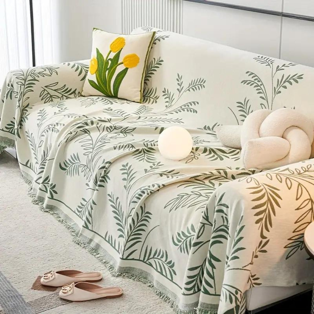 Slumblr® Chenille Leaf Jacquard Sofa Cover Blanket