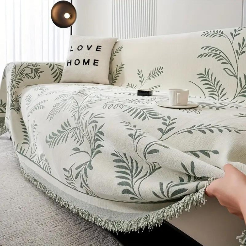 Slumblr® Chenille Leaf Jacquard Sofa Cover Blanket