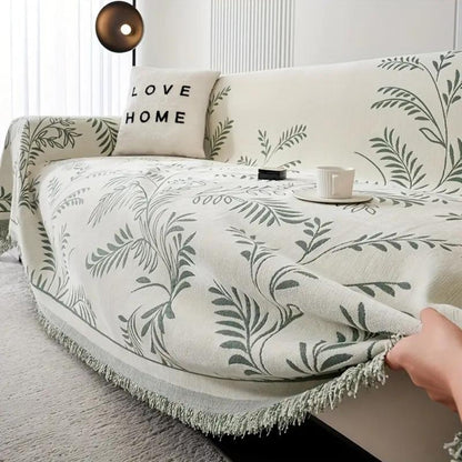 Slumblr® Chenille Leaf Jacquard Sofa Cover Blanket