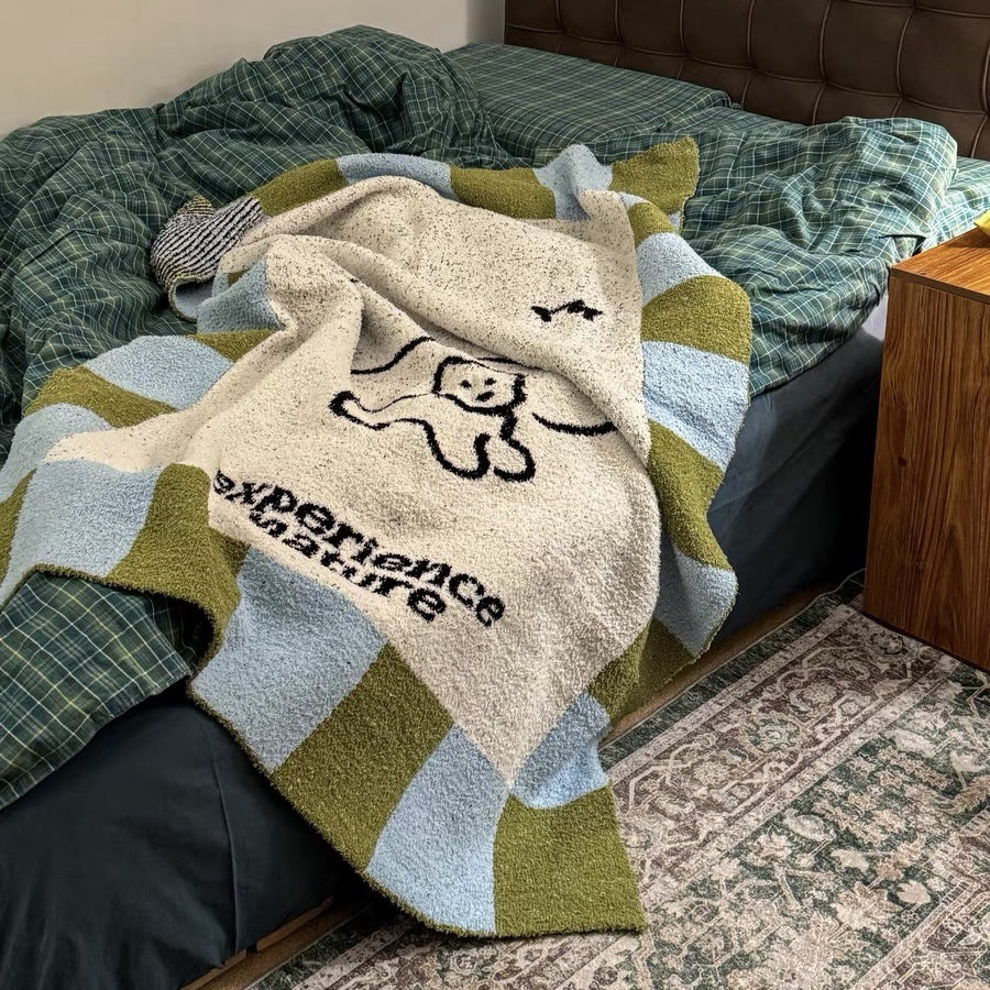Category a Mother and Baby Natural Cute Puppy Half Velvet Blanket Nap Air-Conditioned Blanket Office Blanket Sofa Blanket