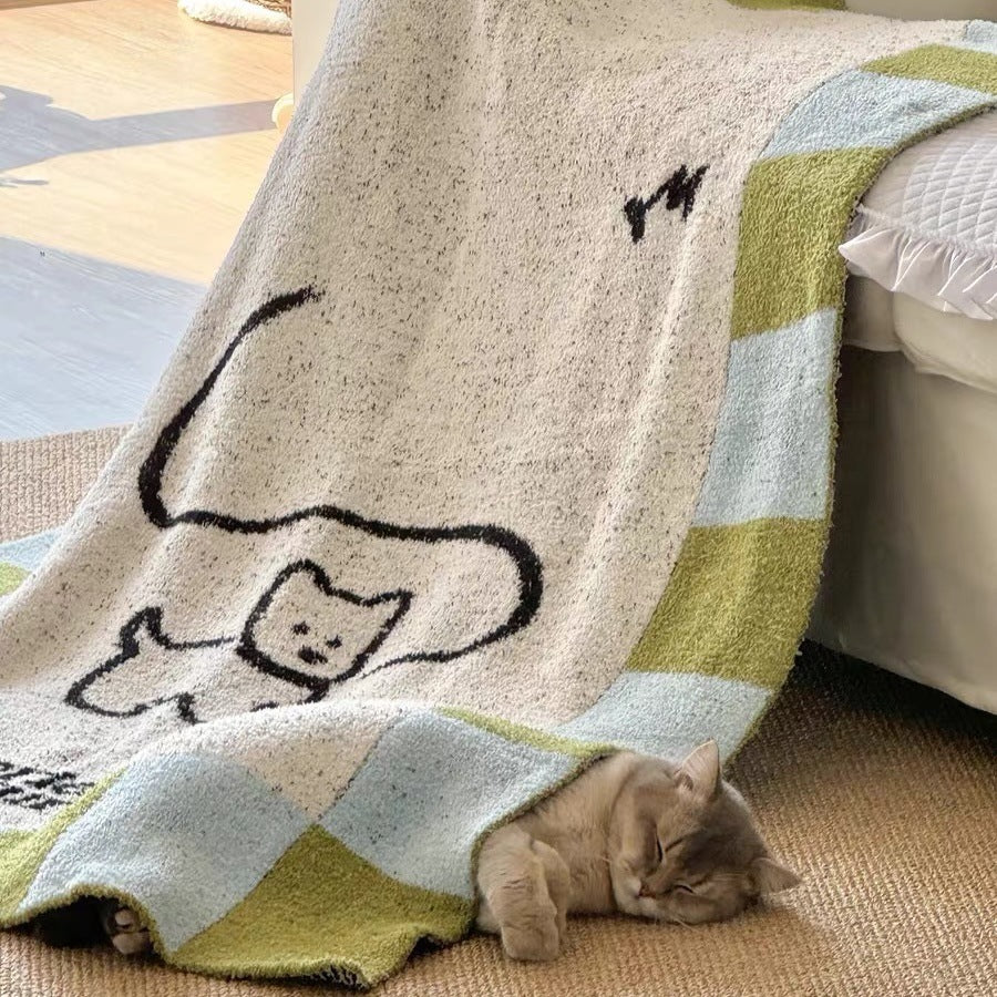 Category a Mother and Baby Natural Cute Puppy Half Velvet Blanket Nap Air-Conditioned Blanket Office Blanket Sofa Blanket