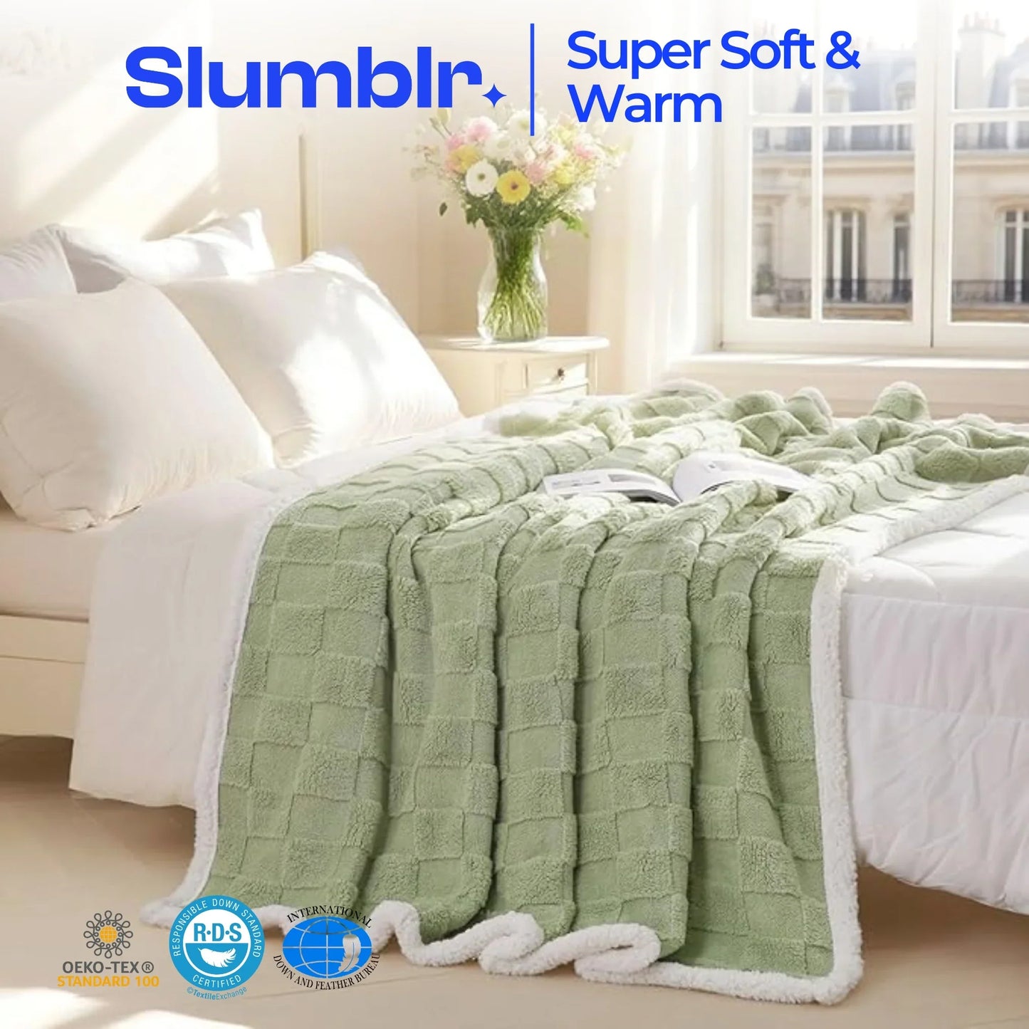 Slumblr® Sherpa Flannel Throw Blanket
