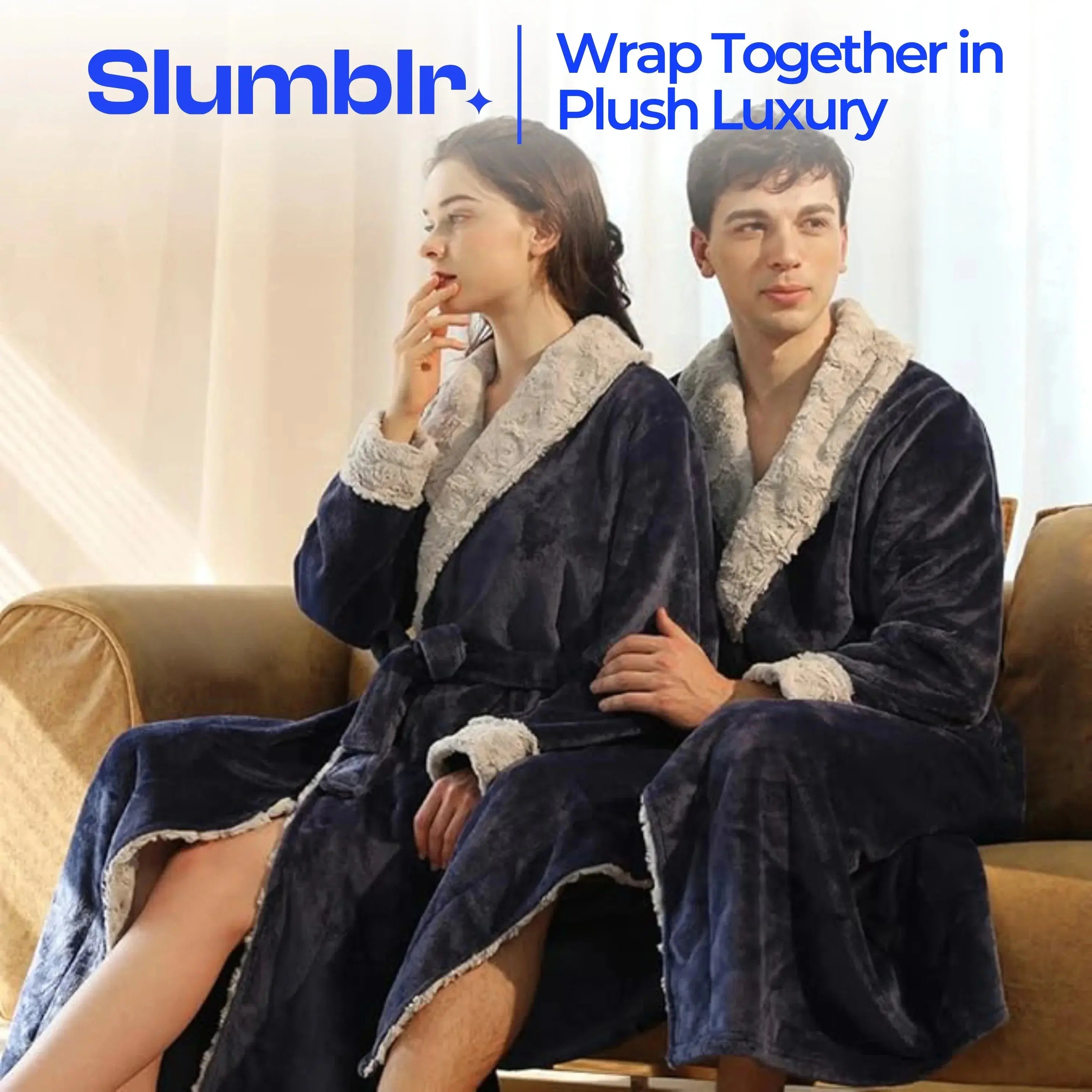 Slumblr® Plush Flannel Fleece Couple Bathrobes Slumblr