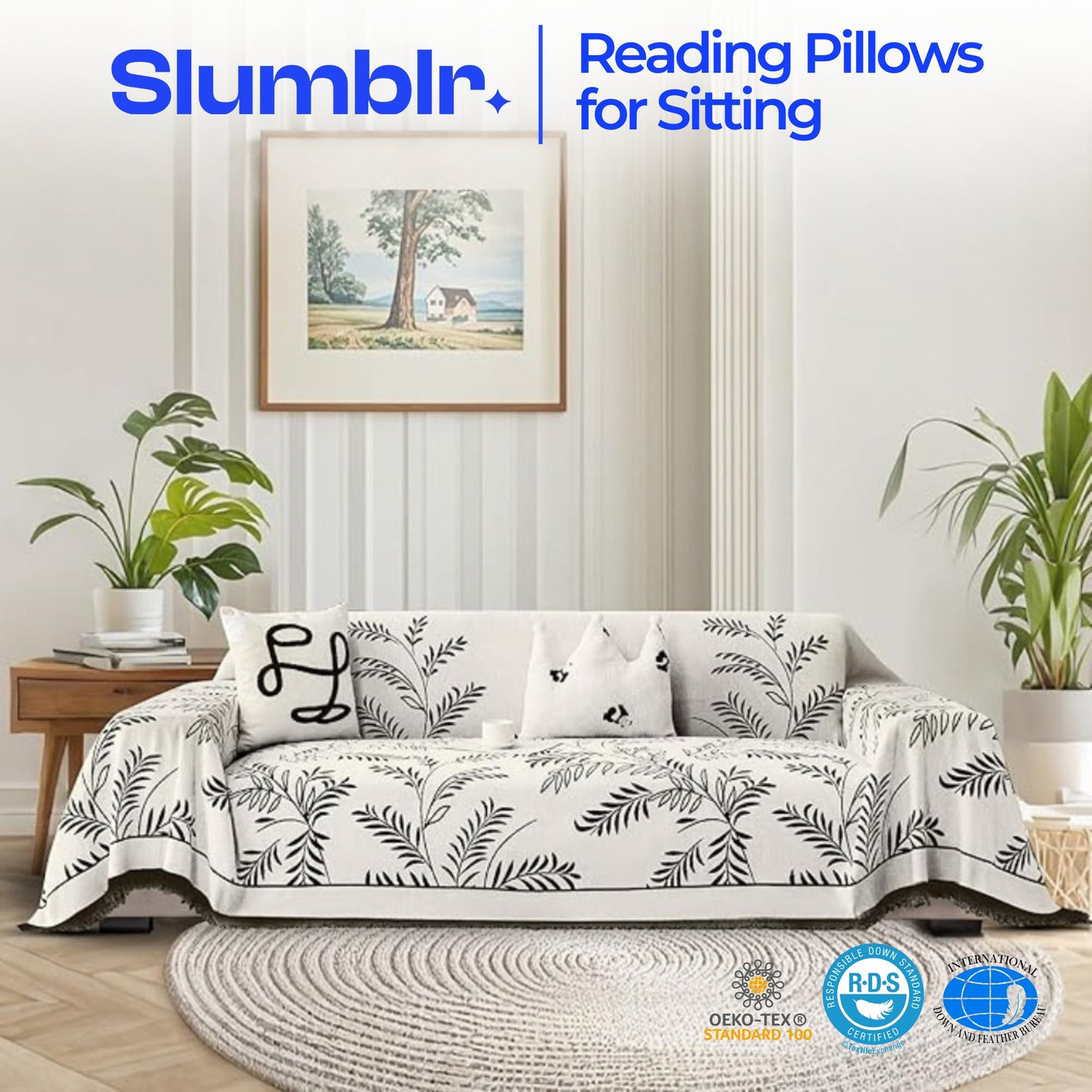 Slumblr® Chenille Leaf Jacquard Sofa Cover Blanket