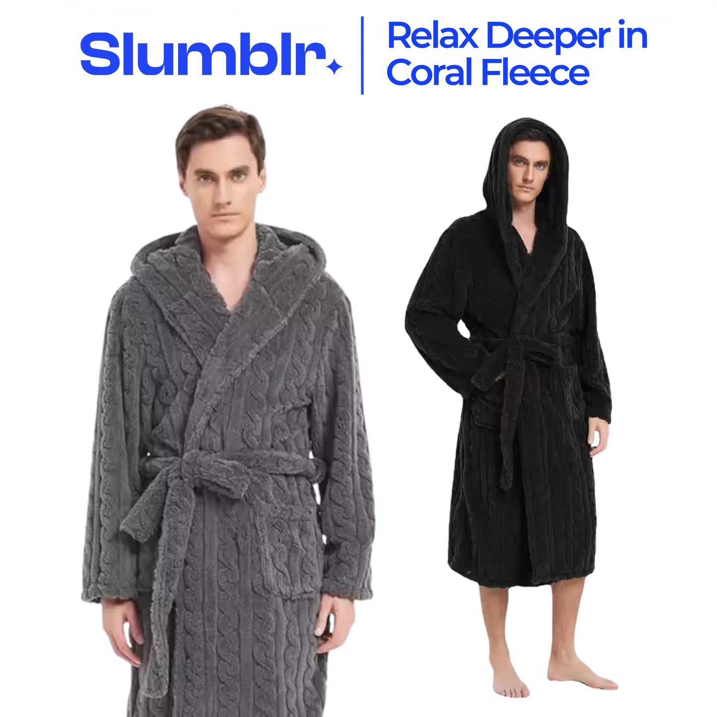 Slumblr® Men’s Hooded Jacquard Flannel Robe