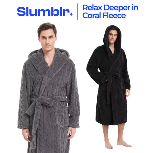 Slumblr® Men’s Hooded Jacquard Flannel Robe