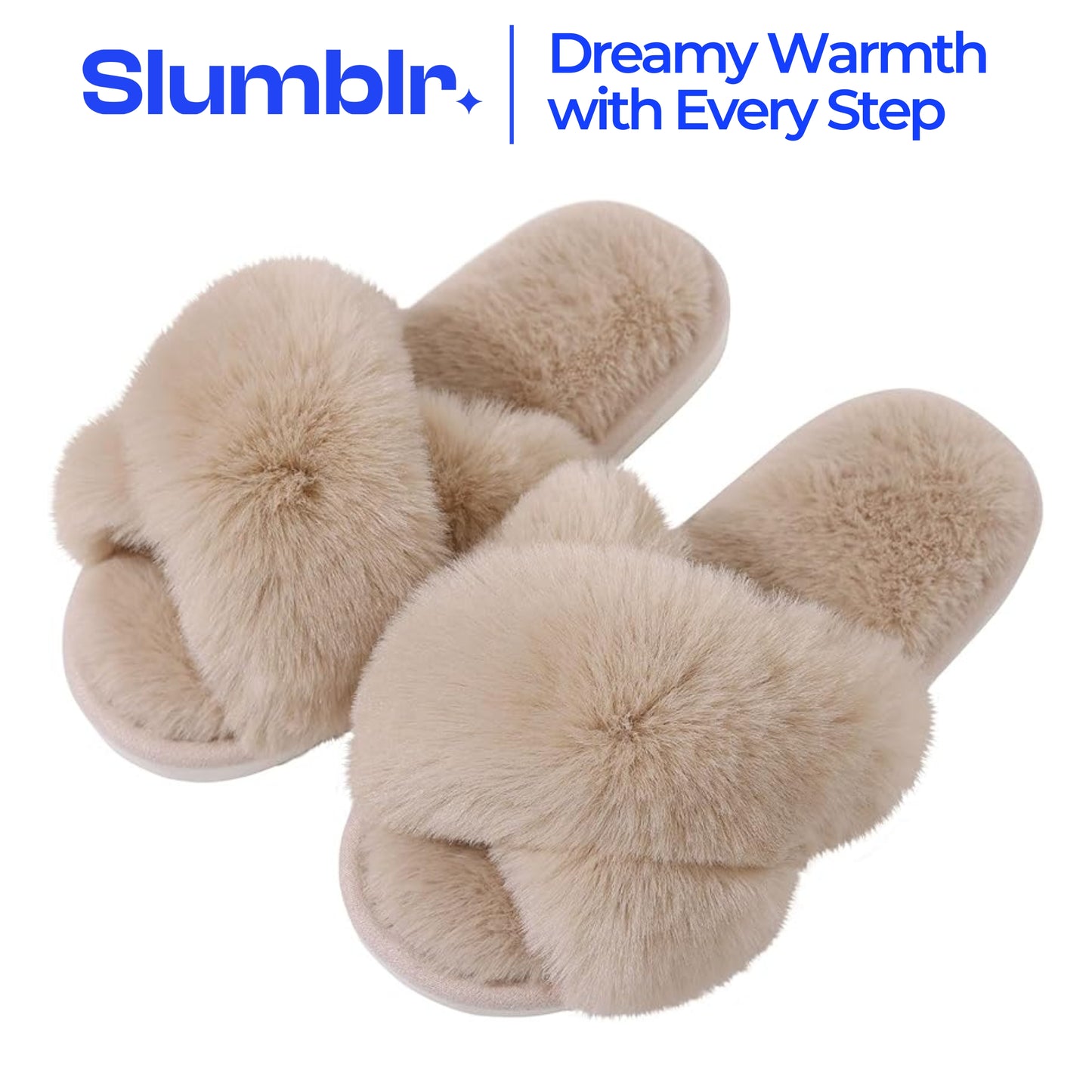 Slumblr® Cross-Band Fluffy Plush Slippers