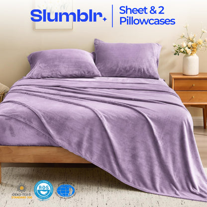 Slumblr® Flannel Fleece Bedding Set (Sheet & 2 Pillowcases)