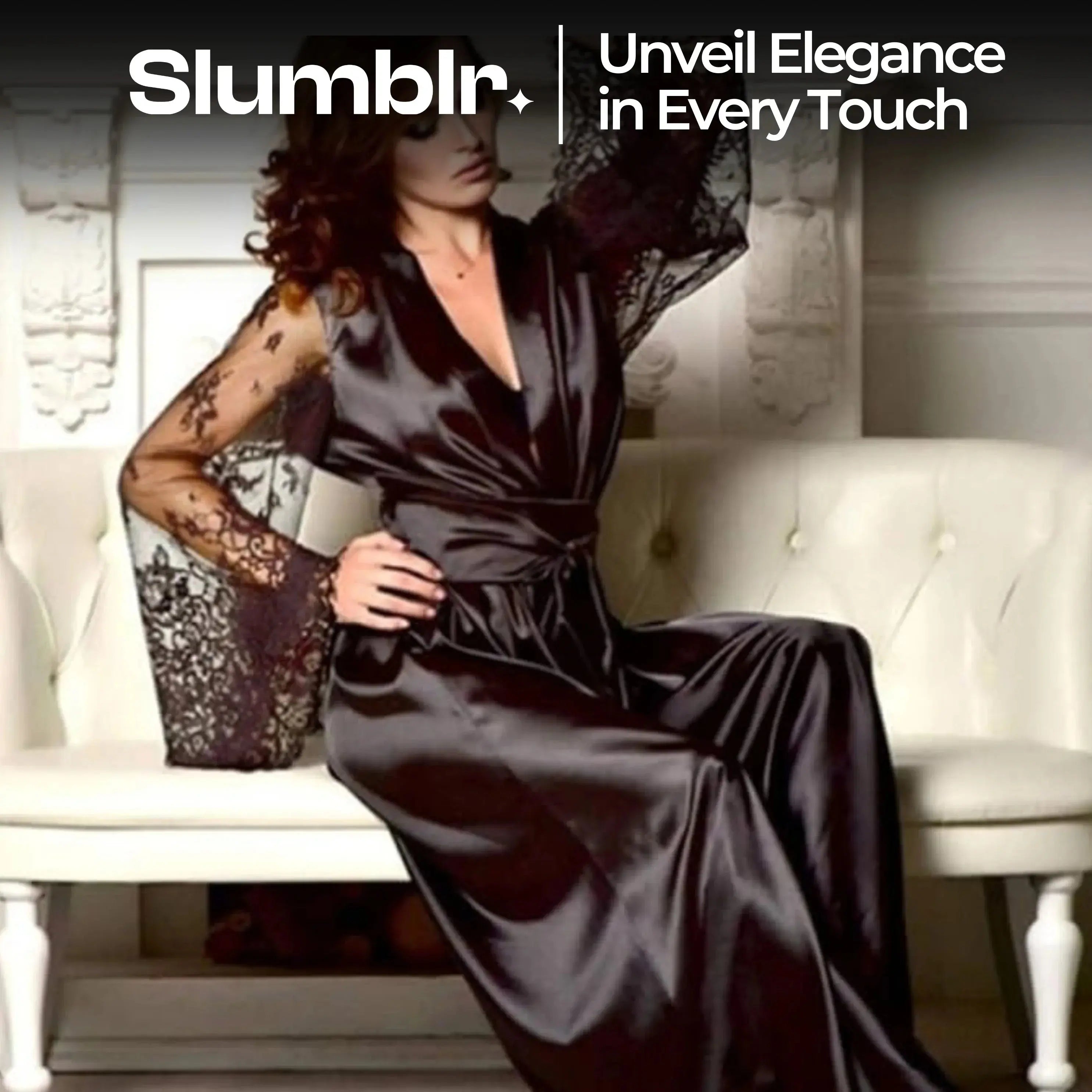 Slumblr® Women’s Long Lace Satin Nightgown Slumblr