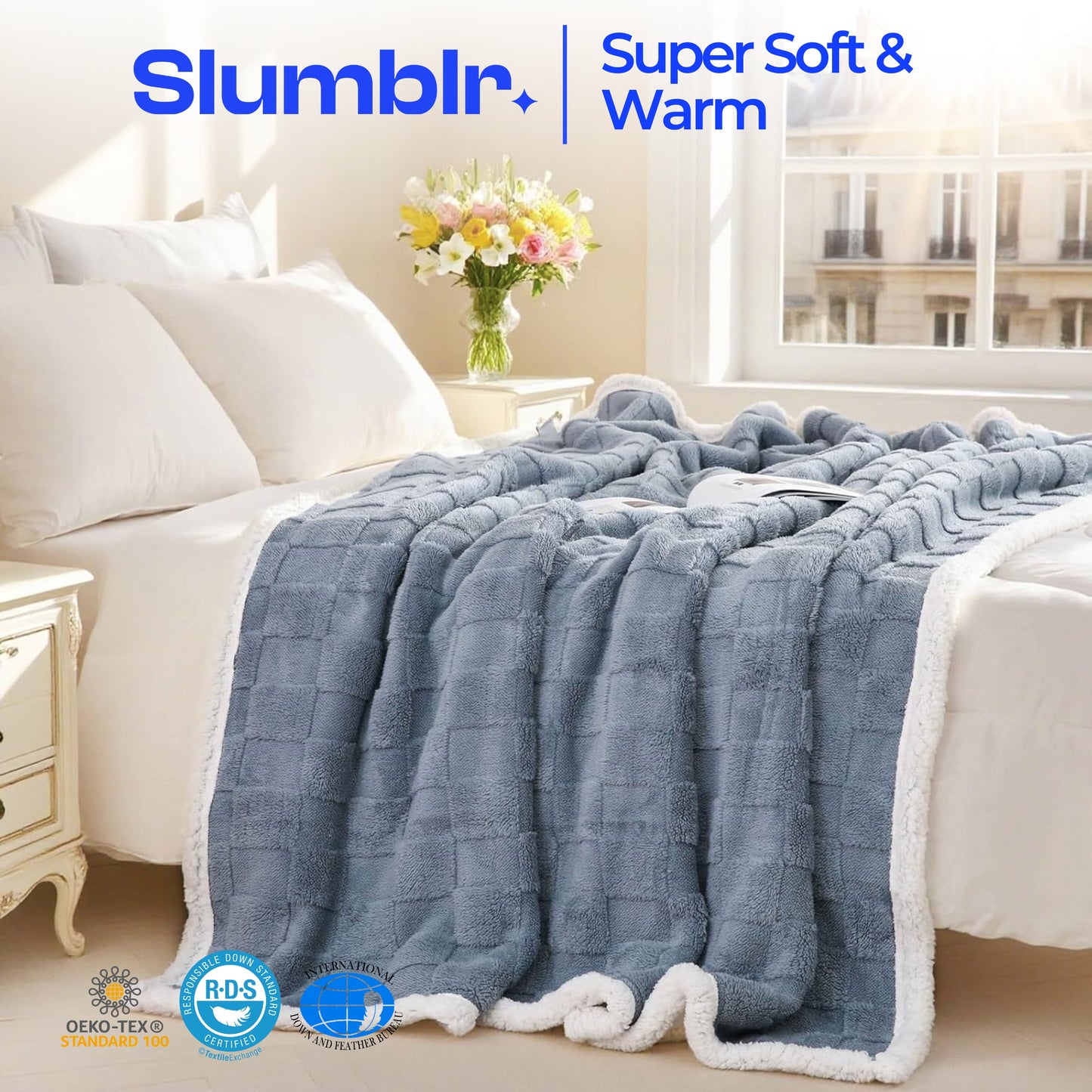 Slumblr® Sherpa Flannel Throw Blanket