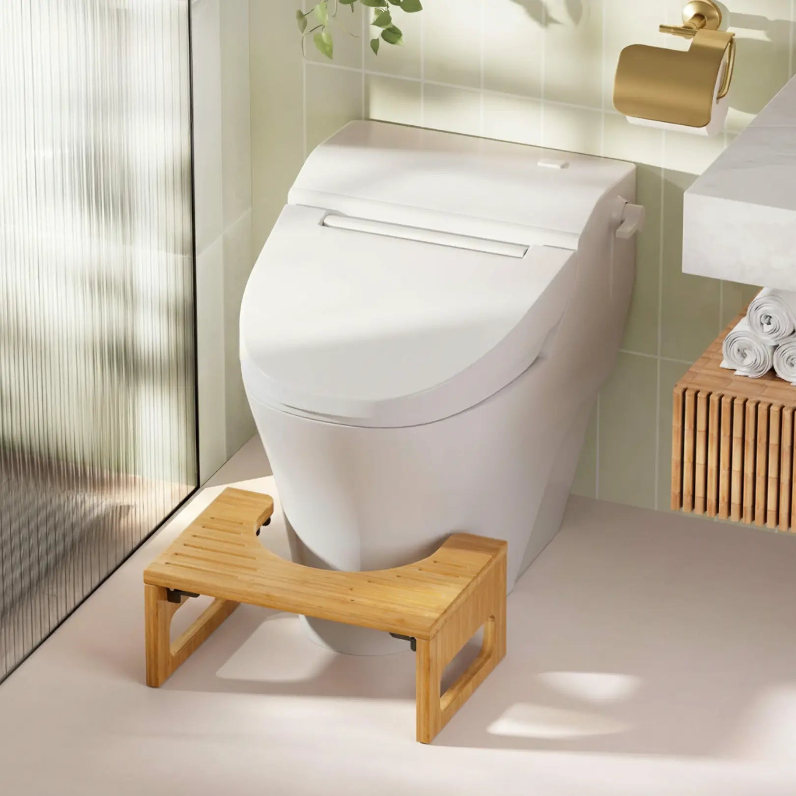 Slumblr® Foldable Bamboo Toilet Stool Squat Slumblr