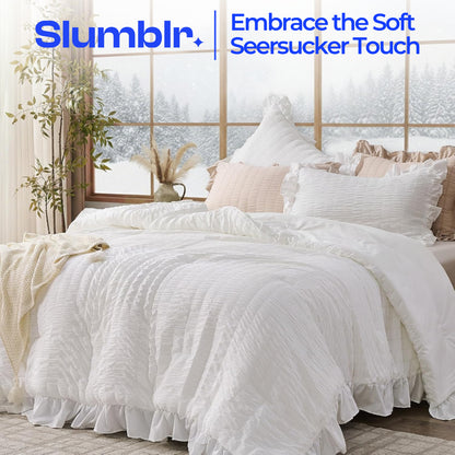 Slumblr® Korean Lace Seersucker Duvet Cover Set