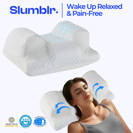 Slumblr® Ergonomic Memory Foam Pillow for Side Back Stomach Sleepers