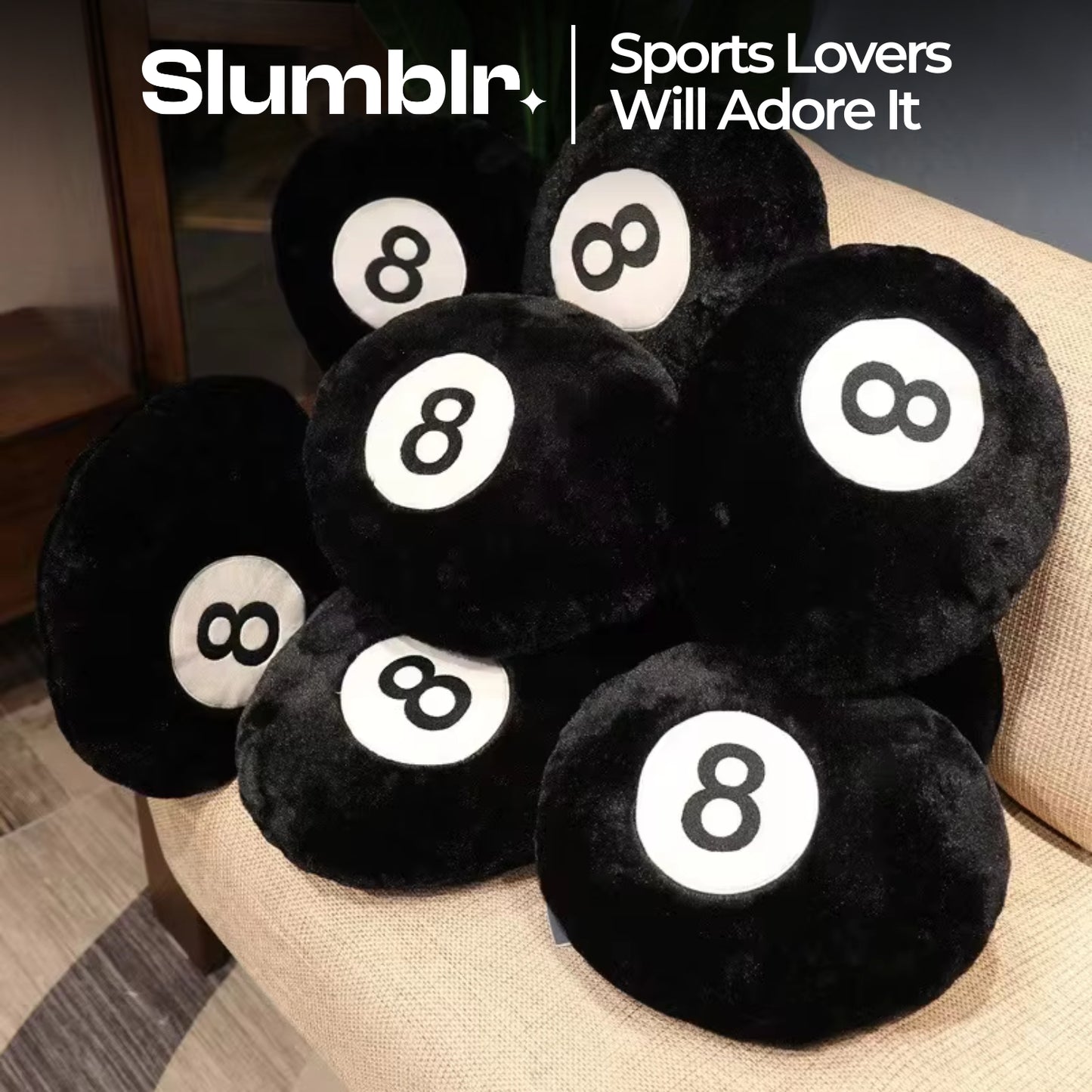 Slumblr® Billiards Plush Pillow 8 Ball Cushion