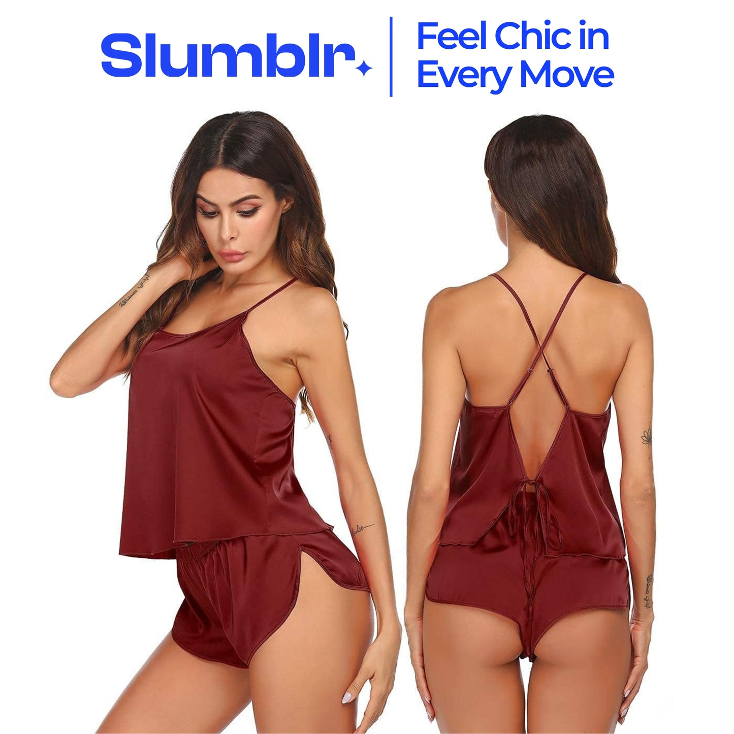 Slumblr® Satin Backless Cami Pajama Set
