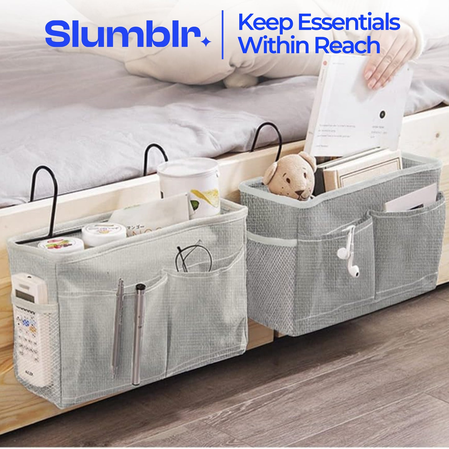 Slumblr® Hanging Cotton Linen Bedside Storage Bag