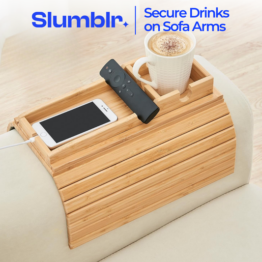 Slumblr® Bamboo Couch Cup Holder Tray