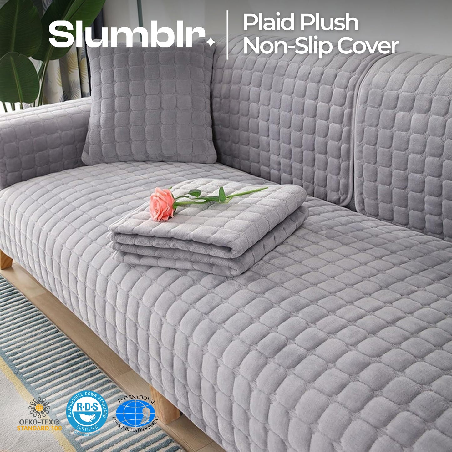 Slumblr® Velvet Plaid Plush Sofa Cover Sheet