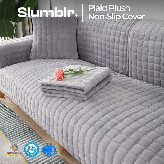 Slumblr® Velvet Plaid Plush Sofa Cover Sheet