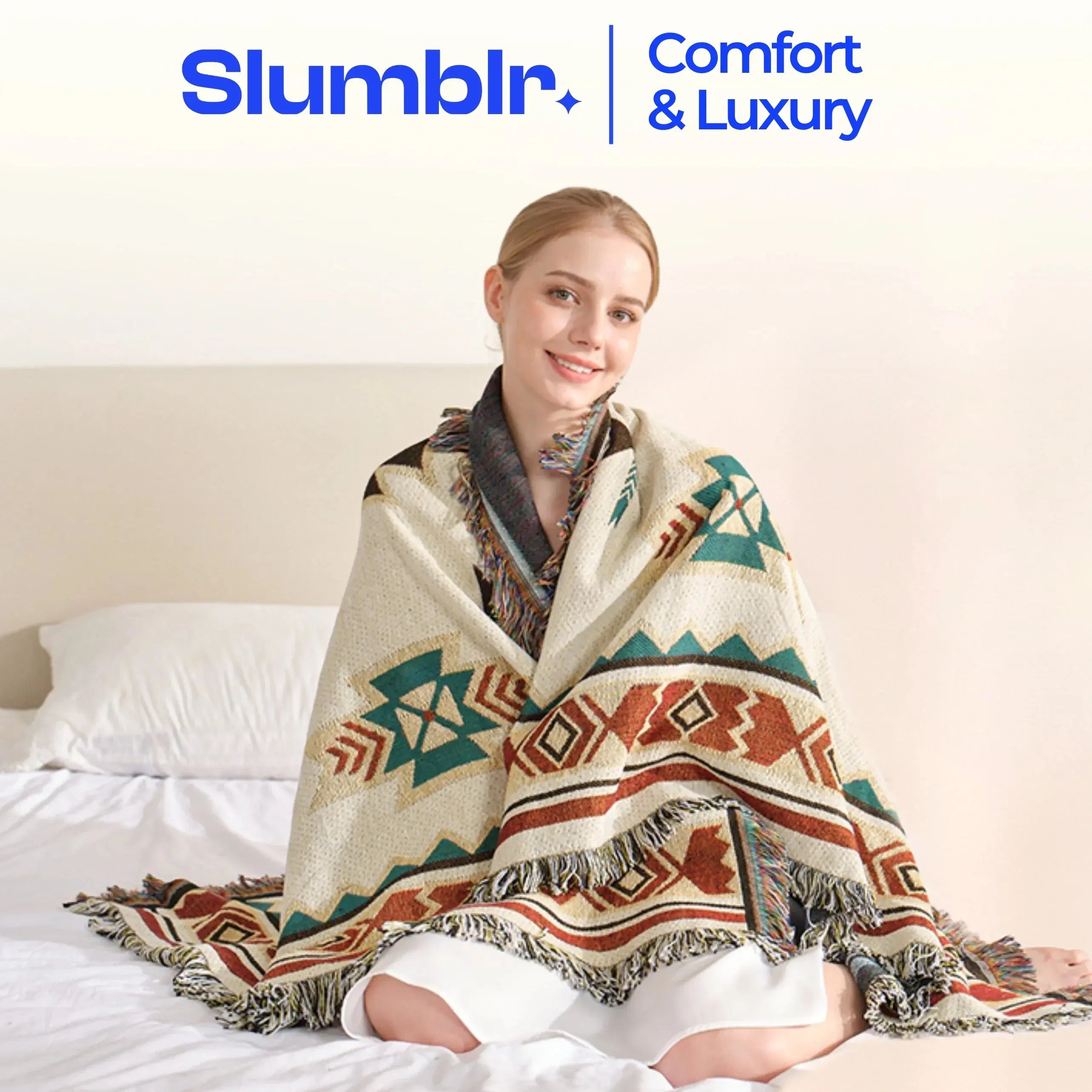 Slumblr® Aztec Boho Woven Throw Blanket Slumblr
