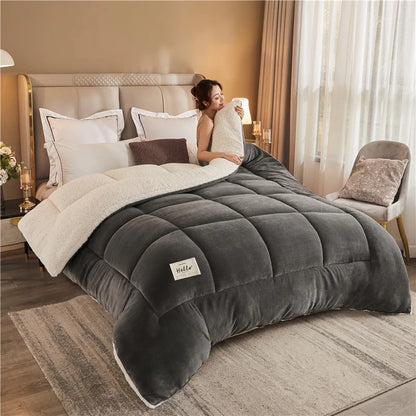 New Thick Milk Fleece Warm Blanket for Winter Artificial Lamb Cashmere Duvet Comforter Soft Warmth Weighted Blankets Quilt Core