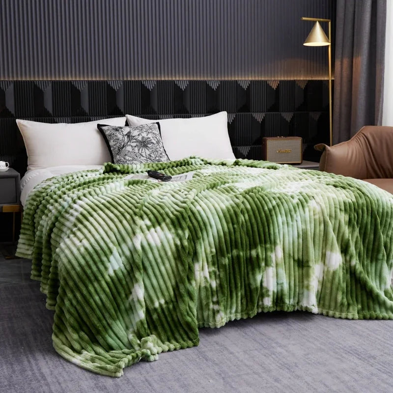 High Quality Blanket for Beds Tie Dyeing Warm Manta Single/Queen/King Flannel Fleece Thow Blanket Thick Warm Plaids Sofa Blanket