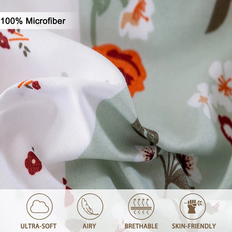 3pcs/set Splice Floral Pattern Duvet Cover Set(1 Duvet Cover & 2 Pillowcase）Soft And Skin-Friendly Duvet Cover Bedding Set For