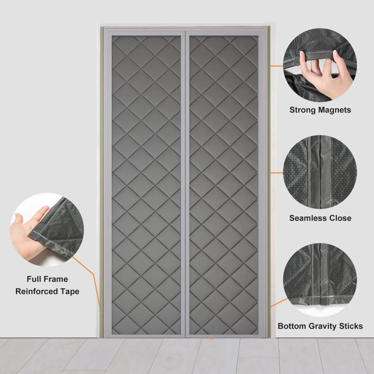 Waterproof Door Screen Coldproof Thicken Door Cutain with Cotton Warm Self-Closing Magnetic Screen Door in Winter for Household