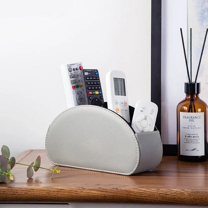 5 Grid Pu Leather Organizer Remote Control Phone And Tv Holder Desk Storage Box Cosmetics Brush